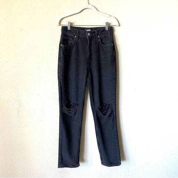 Paige Sarah Black Jeans Crop Straight Leg High Rise Size 27 - Picture 6 of 7